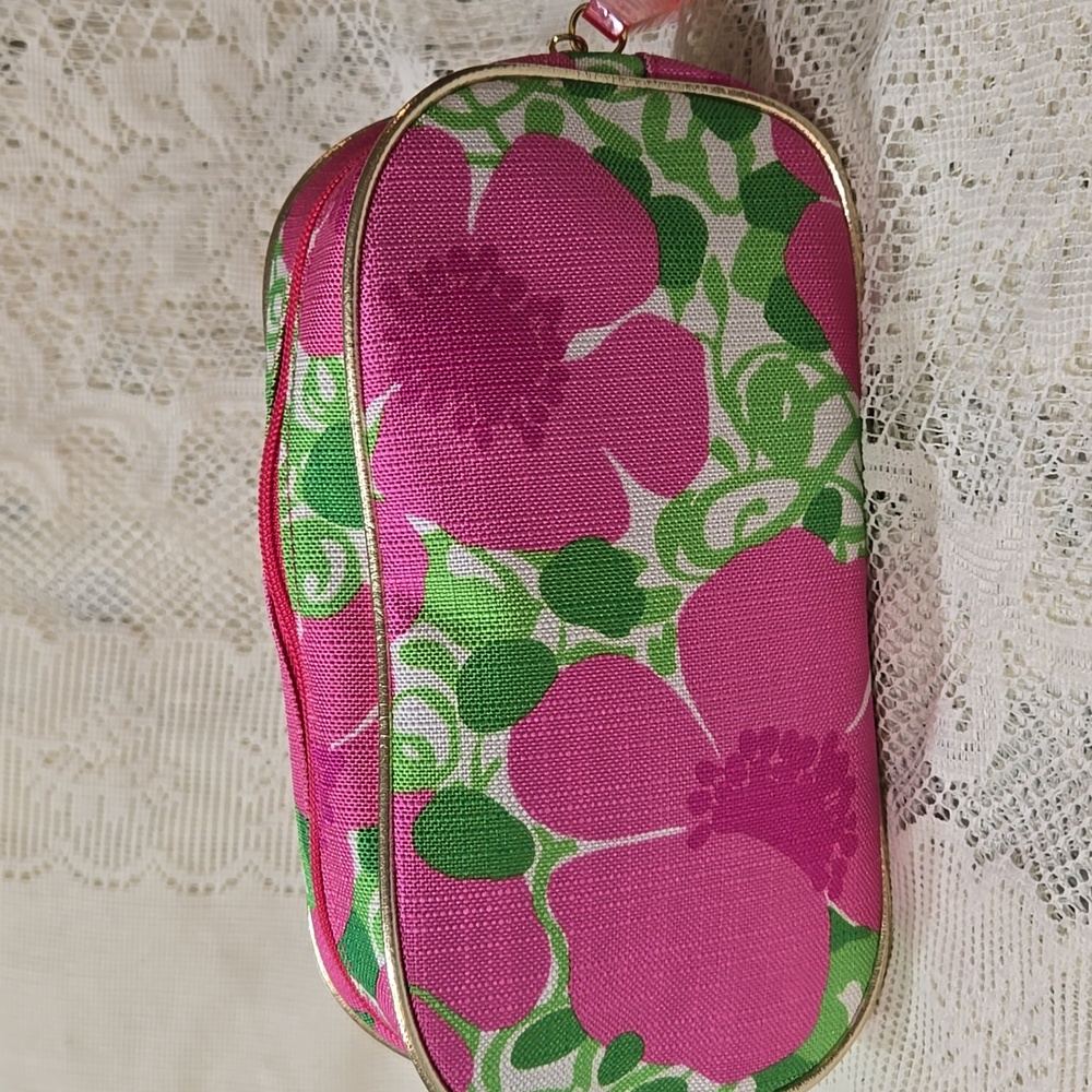 Lilly Pulitzer For Estee Lauder Makeup Bag Pink and Green Floral Bag - Picture 4 of 6